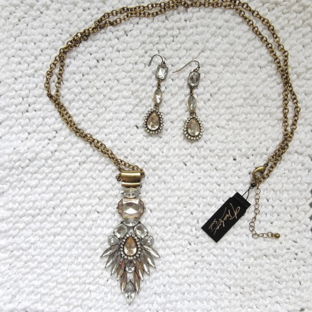 Thalia Sodi Chunky Necklace and Earrings Set Statement Piece Mixed Metals